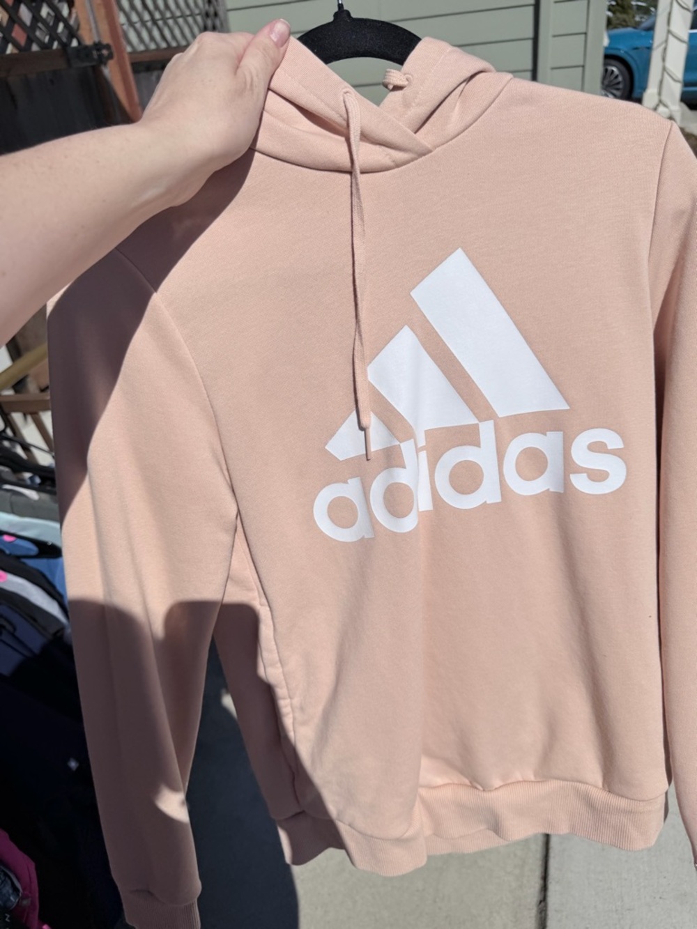 adidas Light Pink Pullover Hoodie with White Logo